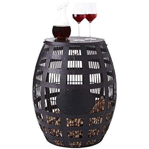 Barrel Cork Catcher Side Table - Wine Bottle Holder & Storage Organizer for Living Room, Bar, or Patio