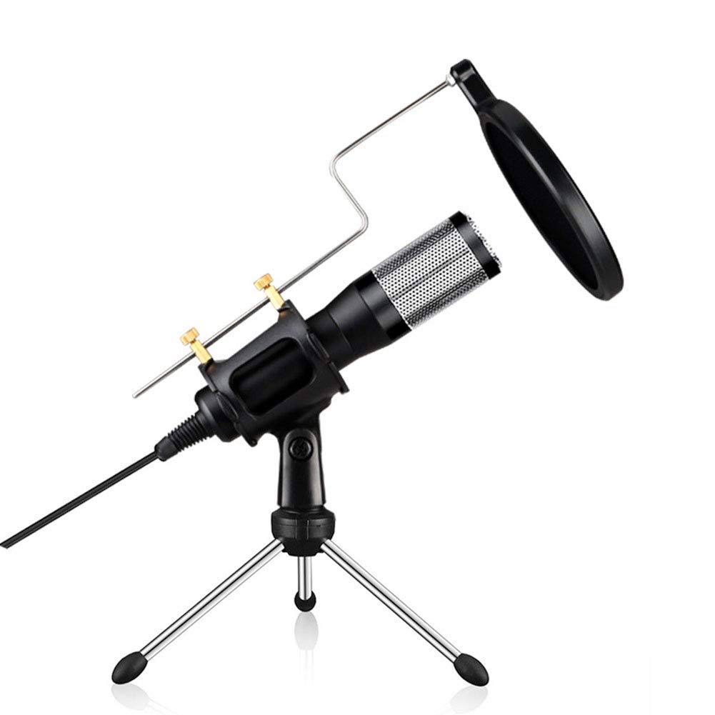 USB Noise Cancelling PC Microphone with Stereo Sound & Pop Filter - Professional Live Streaming, Gaming, Conference Mic for Desktop, Laptop (Includes Adjustable Holder & Spray Guard) - Perfect for Zoom Calls, Podcasting & Online Meetings
