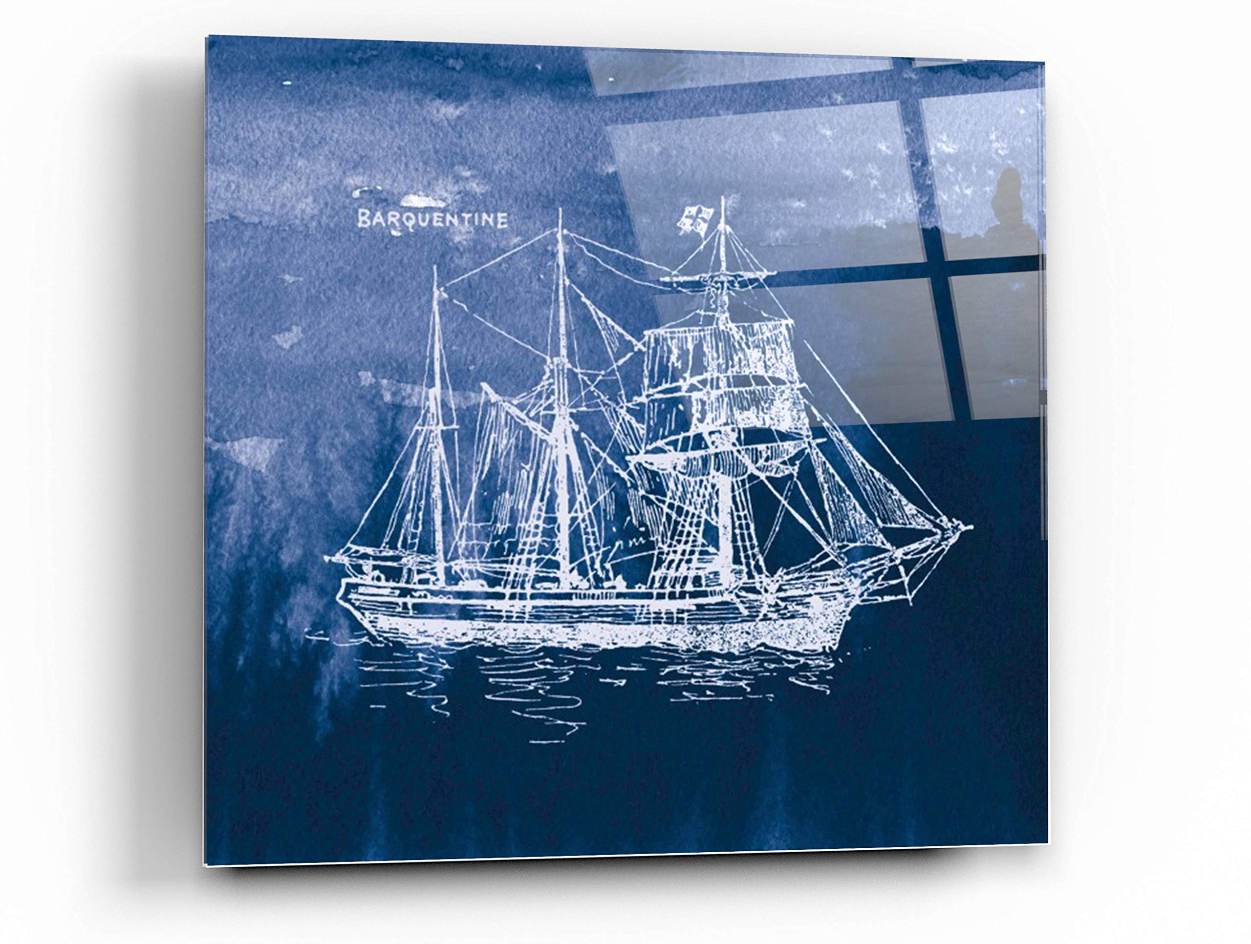 Epic 'Sailing Ships III' Wall Art by Wild Apple - 24x24 Inch Acrylic Glass Canvas Print - Perfect for Living Room, Bedroom or Office Decor