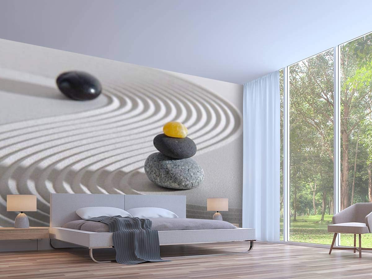 Japanese Zen Garden Wall Mural - Self-Adhesive Removable Peel & Stick Wallpaper for Living Room Decor | Asian-Inspired Home Craft Decal & Wall Sticker | Perfect for Meditation Spaces & Boho Home Design