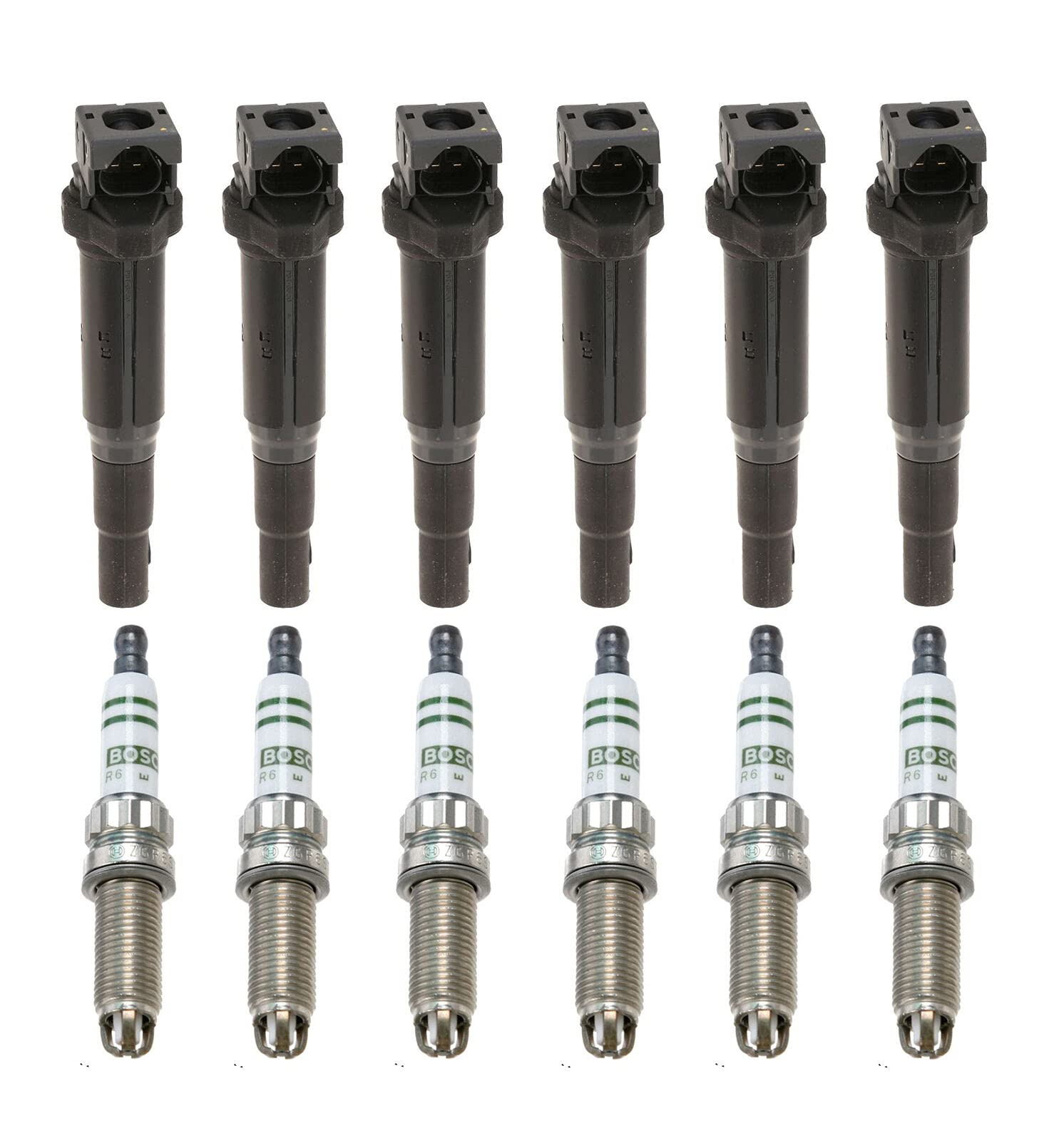 6 Pack Ignition Coil & Spark Plug Set Compatible with BMW 135i 335i 535i - High Performance Replacement Parts for Smooth Engine Start & Acceleration