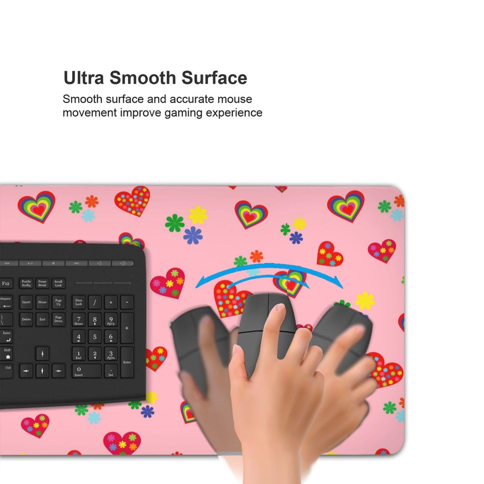 Romantic Heart Mouse Pad - Non-Slip Rubber Desk Mat for Gaming, Office & Home Use - Extended Rectangle Mousepad for PC & Laptop