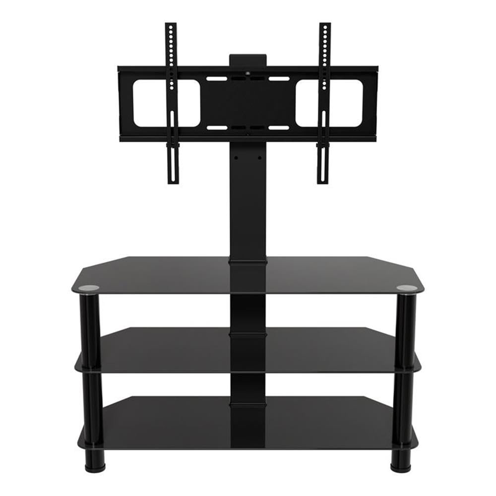 AVF Black Steel and Glass TV Stand with Mount for 60 Inch Flat Screen TVs - Perfect for Living Room, Bedroom, or Home Theater Setup