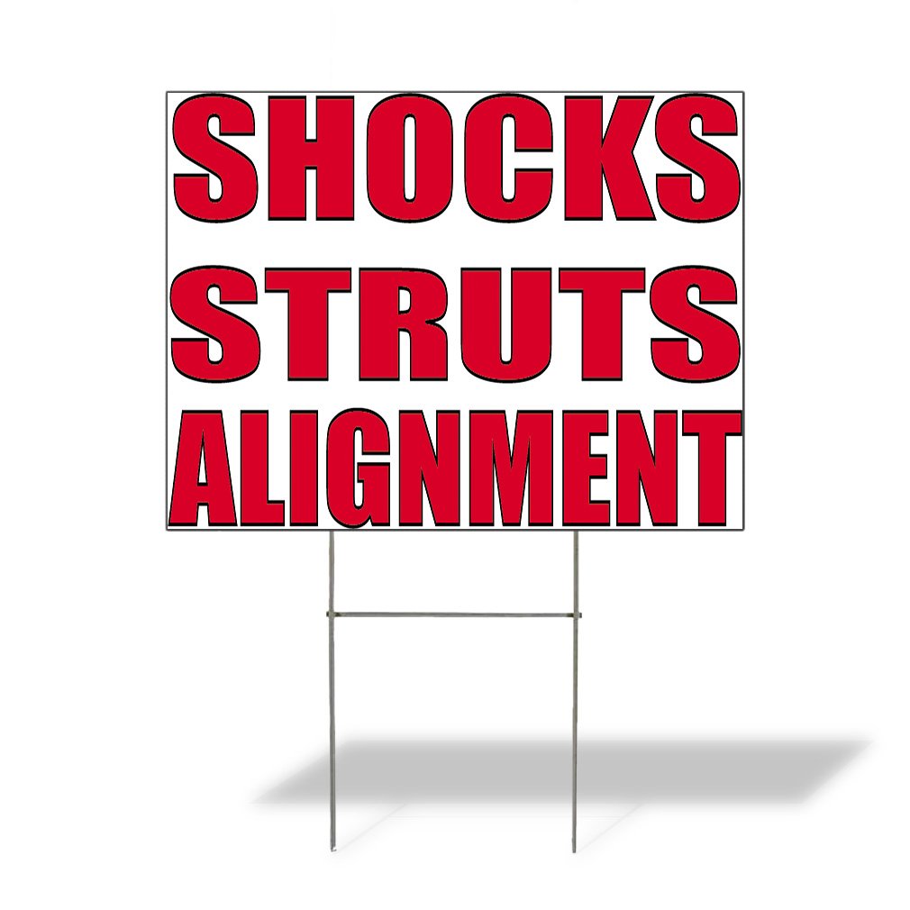 Premium Weatherproof Yard Sign - 18x12 Inches Double-Sided Print for Auto Repairs & Shocks/Struts Alignment | Durable Lawn & Garden Signage for Car Shops & Mechanic Advertising