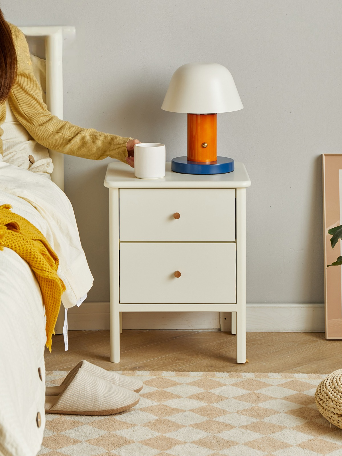 Premium White Beech Solid Wood Nightstand - Elegant Bedside Table for Bedroom, Guest Room & Nursery - Durable & Stylish Storage Solution