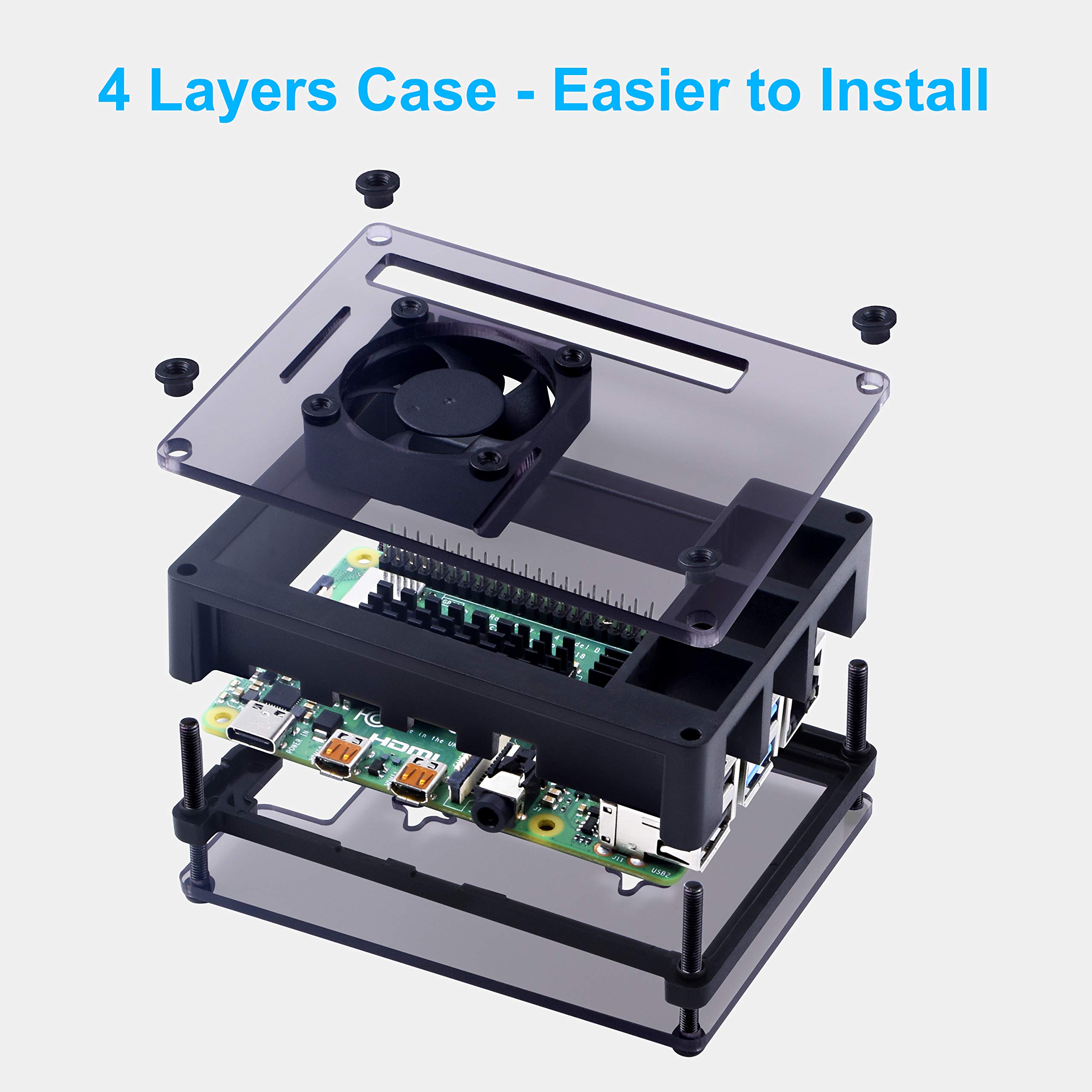 Raspberry Pi 4 Case with Fan & Heatsinks - Perfect for DIY Projects