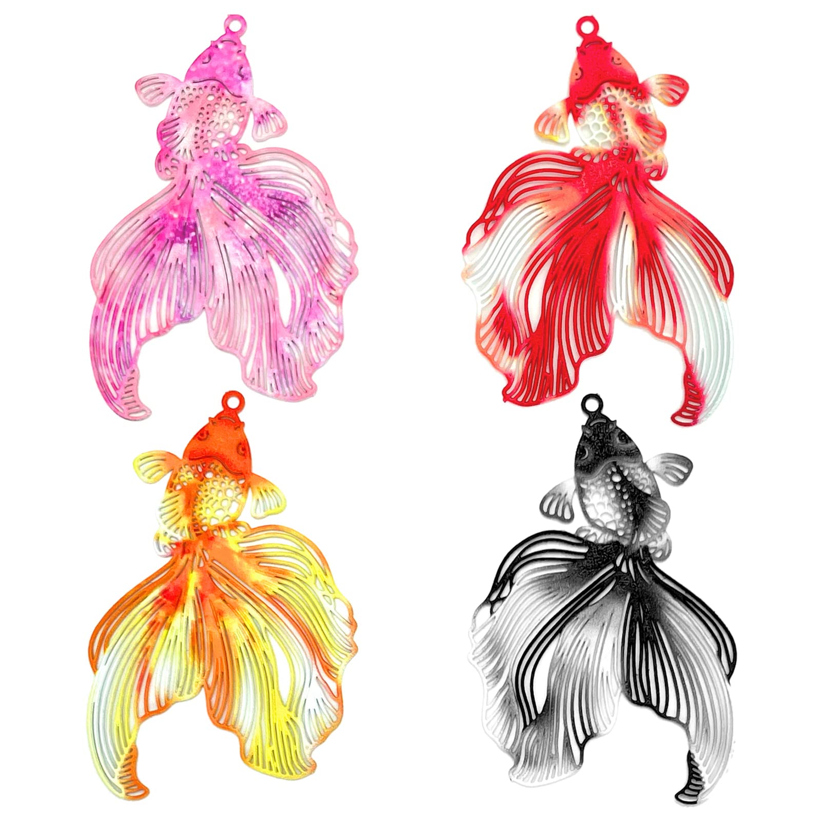 Multicolor Hollow Goldfish Filigree Charms - Koi Fish Pendants for DIY Jewelry Making, Necklaces, Earrings, Bookmarks & Home Décor | Perfect for Crafting, Gift Wrapping & Boho Style Decorations