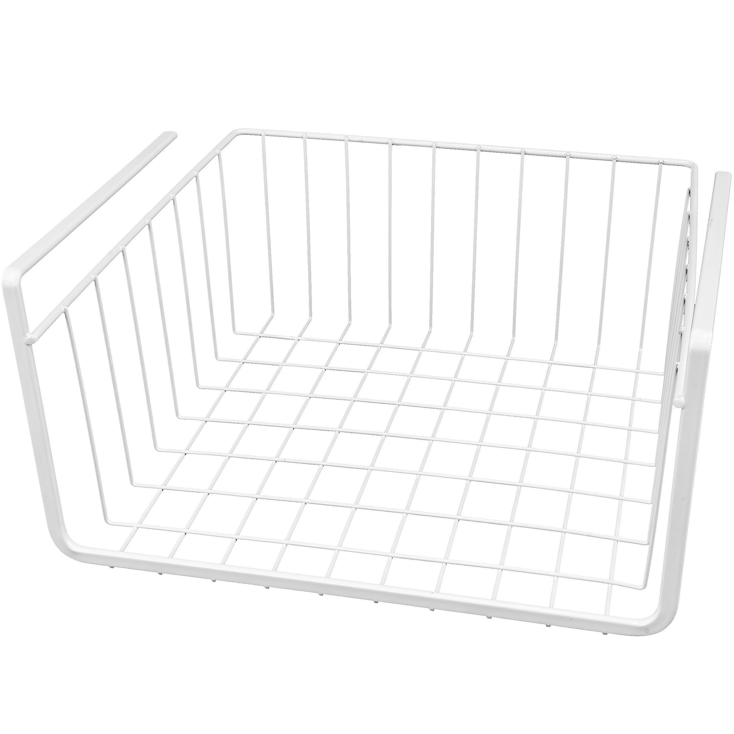 White Wire Under Shelf Storage Basket 11-Inch - Southern Homewares Space Saving Organizer for Kitchen, Bathroom & Pantry Organization