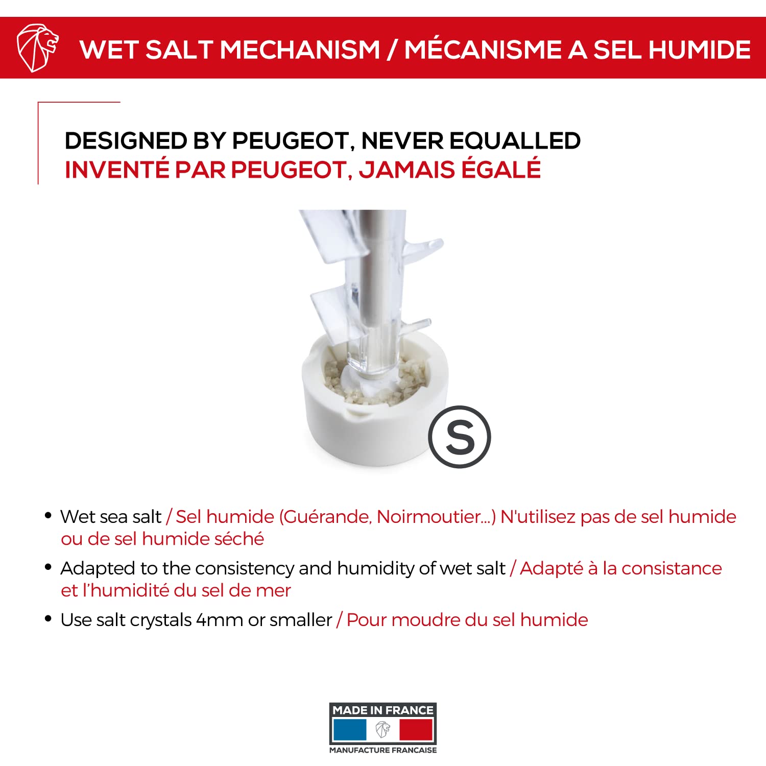 Premium Oleron Manual Wet Salt Grinder - Patented Clear Acrylic & Beechwood Sea Salt Mill - 5.5 Inch Kitchen Tool for Gourmet Cooking, Baking & Tabletop Seasoning