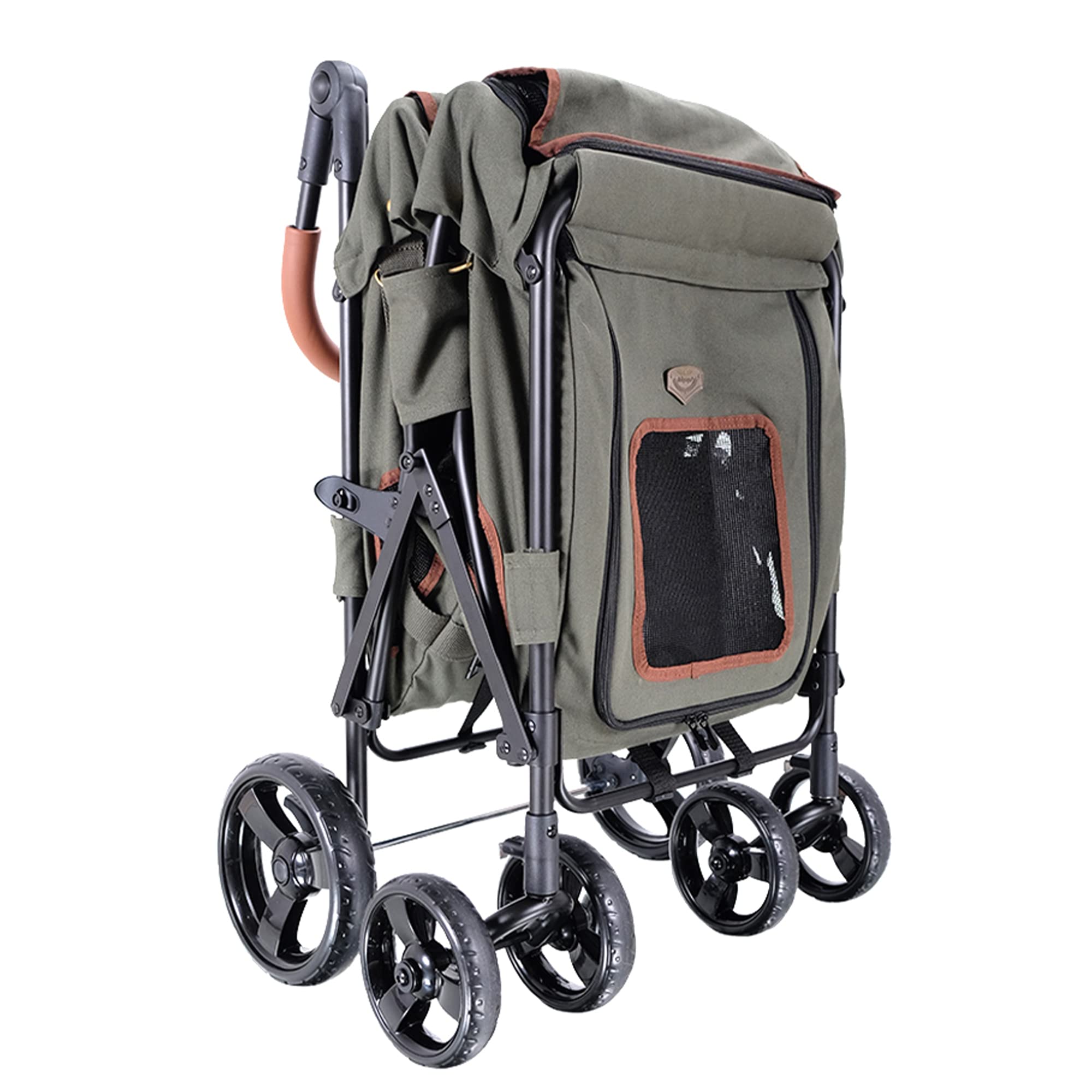 iBiyaya Heavy Duty Dog Stroller for Medium & Large Dogs - Detachable Carrier Bag with Top/Front Entry - Army Green Pet Wagon | Perfect for Outdoor Walks, Vet Visits & Travel with Your Gentle Giant