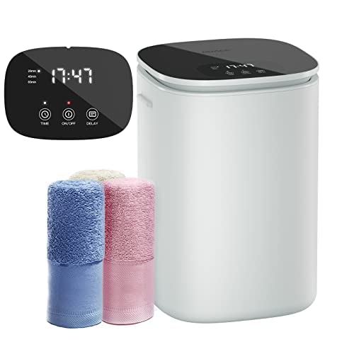 DOACE 26L Large Towel Warmer Bucket with LED Display - Adjustable Heat Timer (20/40/60 Min), 24H Delay Timer - Holds 2 Oversized Towels - Gray/Black (Model A18) - Perfect for Spas, Salons & Home Relaxation