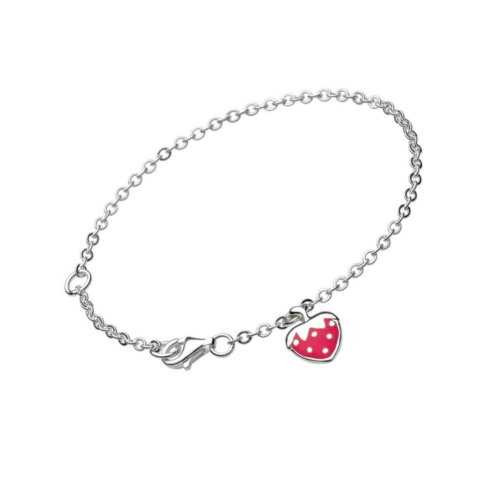 6 1/2 Inch Silver Rose Pink Enameled Strawberry Charm Bracelet for Girls - Perfect for Birthday Gifts, Party Favors & Everyday Fashion Accessories