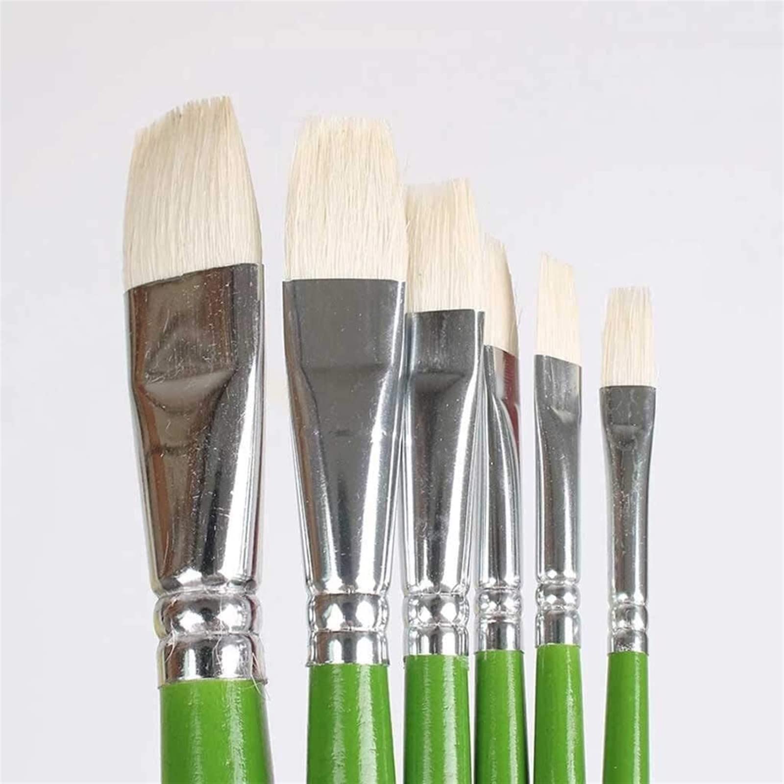 6Pcs Professional Nylon Paint Brushes Set - Short Handle Oil, Acrylic & Watercolor Brushes for Artists - Perfect for Canvas Painting, DIY Crafts & School Art Projects