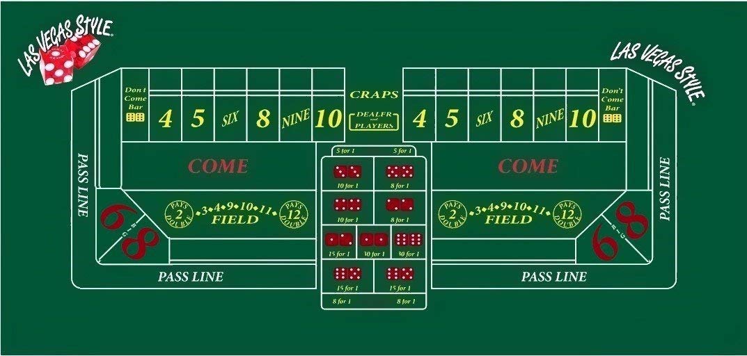 Las Vegas Craps Set - 19mm Casino Dice & Green Felt Layout for Home Gaming
