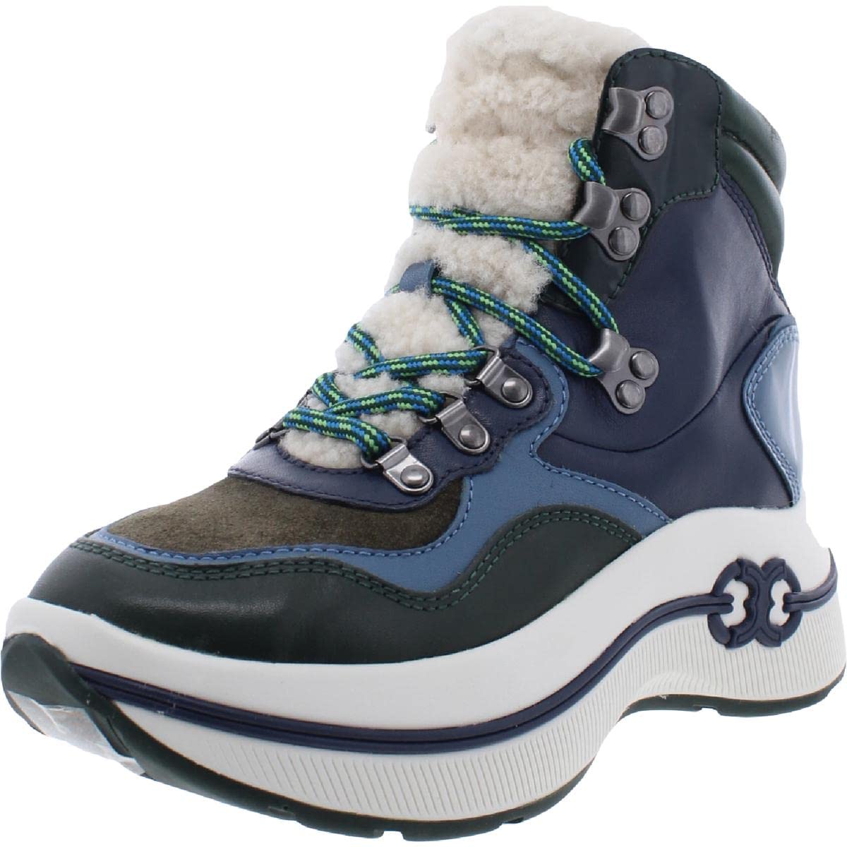 Tory Burch Women's Gemini Link Leather Shearling Hiking Boots - Waterproof Winter Snow Boots for Women, Comfortable Ankle Booties with Shearling Lining - Perfect for Outdoor Adventures, Hiking & Casual Winter Wear