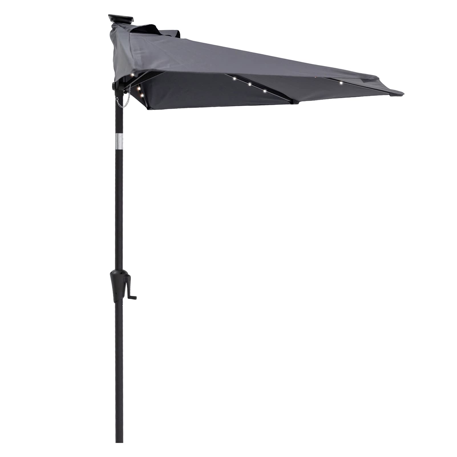 CHopetree 9ft Half Round Outdoor Patio Market Wall Umbrella with Solar LED Lights & Adjustable Tilt - Perfect for Poolside, Garden, and Backyard Relaxation