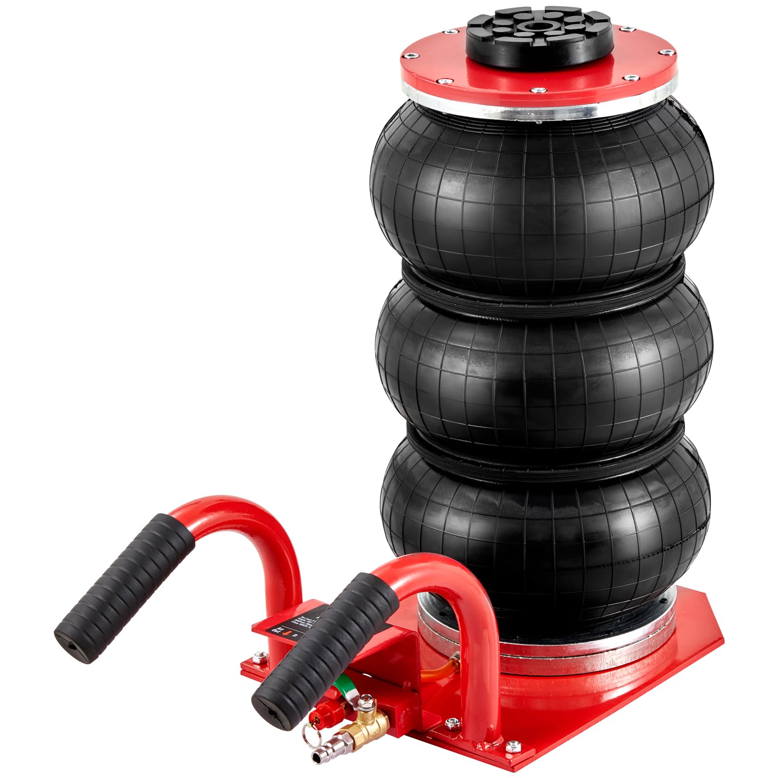 VEVOR 3 Ton (6600 lbs) Triple Bag Air Jack - 15.75 Inch Lift Height, Fast 3-5 Second Inflation - Compact Car Jack with Short Handle (Red) - Ideal for Emergency Roadside Repairs, Tire Changes & Vehicle Maintenance