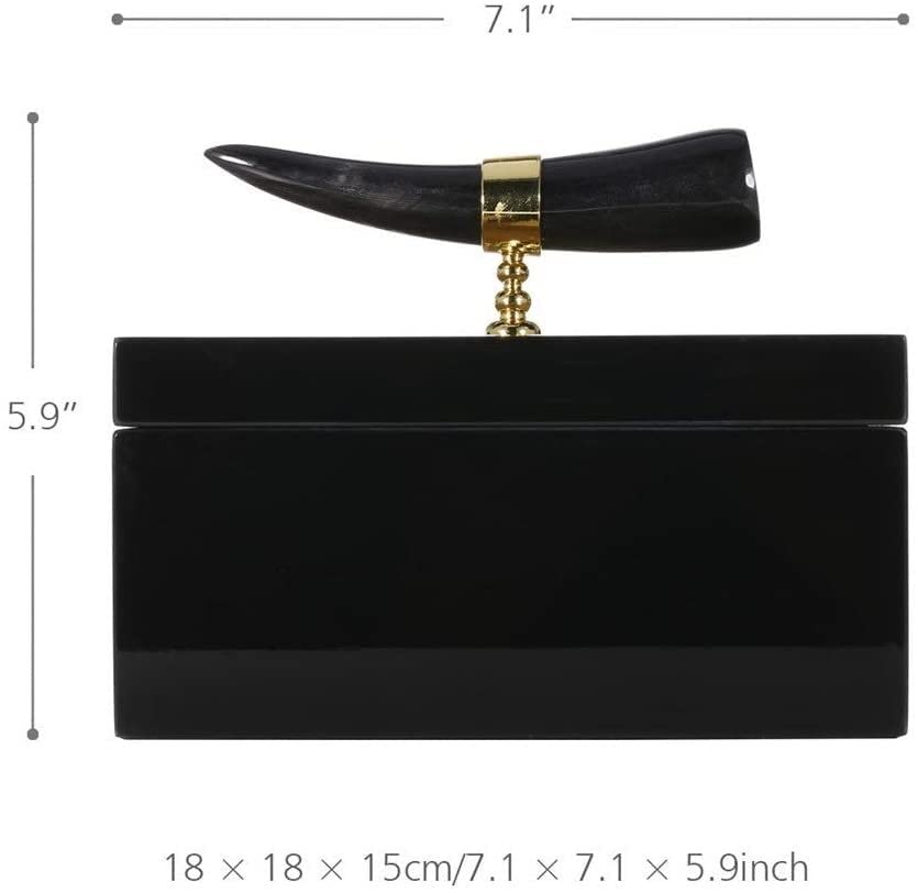 Elegant Wooden Jewelry Box with Horn Stripes - Black Velvet Lined Ring & Necklace Storage Organizer - Perfect Birthday Gift for Women | Jewelry Display & Home Decor Accessory