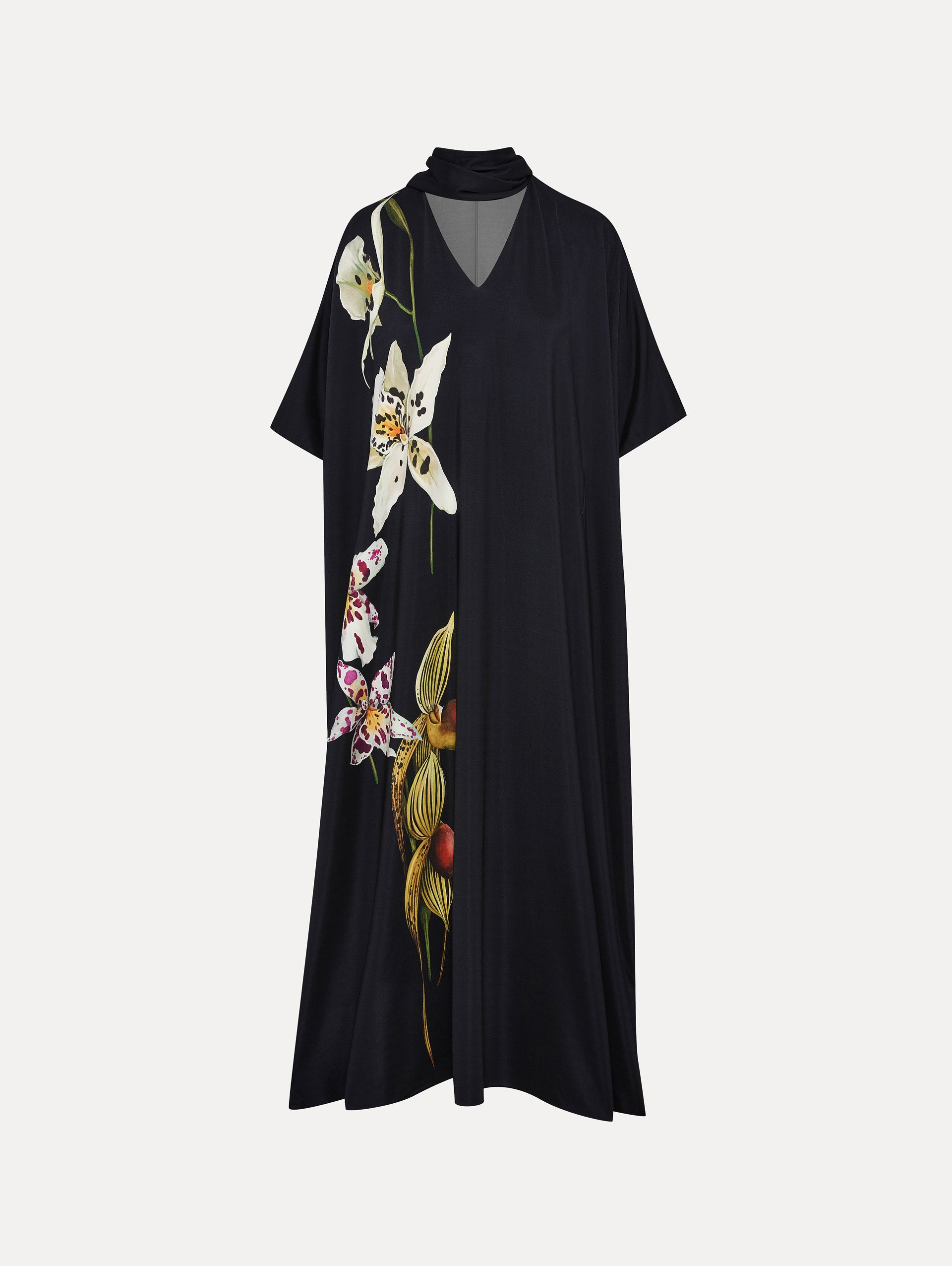 Elegant Orchid Jersey Caftan Dress - Flowy Boho Maxi Dress for Women - Perfect for Beach Cover Up, Summer Vacation & Boho Chic Outfits