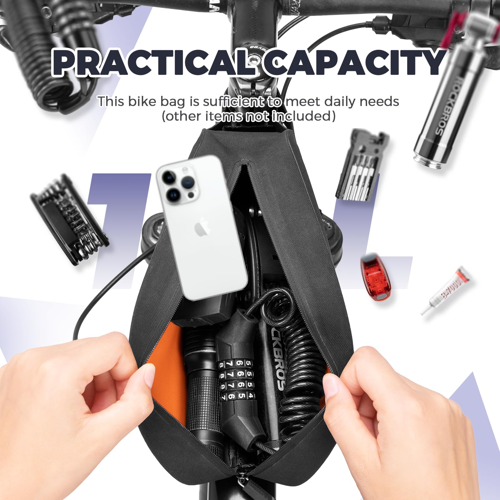 **ROCKBROS Waterproof Bike Top Tube Bag - Large Upgrade Bicycle Front Frame Pouch for Phone & Essentials - Mountain & Road Cycling Accessories | Perfect for Commuting, Hiking & Outdoor Adventures**