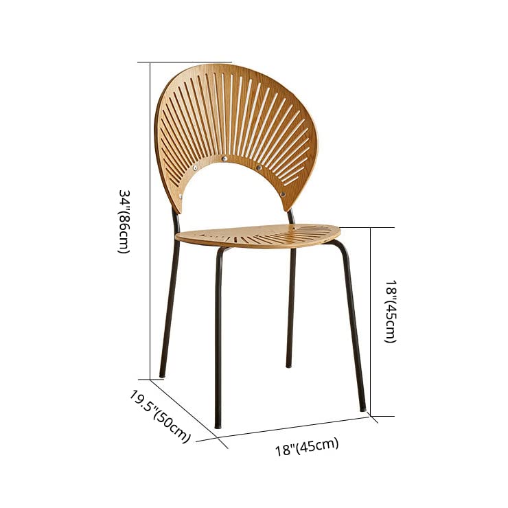 Contemporary Metal Dining Room Chairs Set - Oval Open Back Design with Wood Seat - Modern Restaurant & Home Furniture (Black, 1 Piece) - Perfect for Kitchen, Dining Room, Cafe & Restaurant Settings