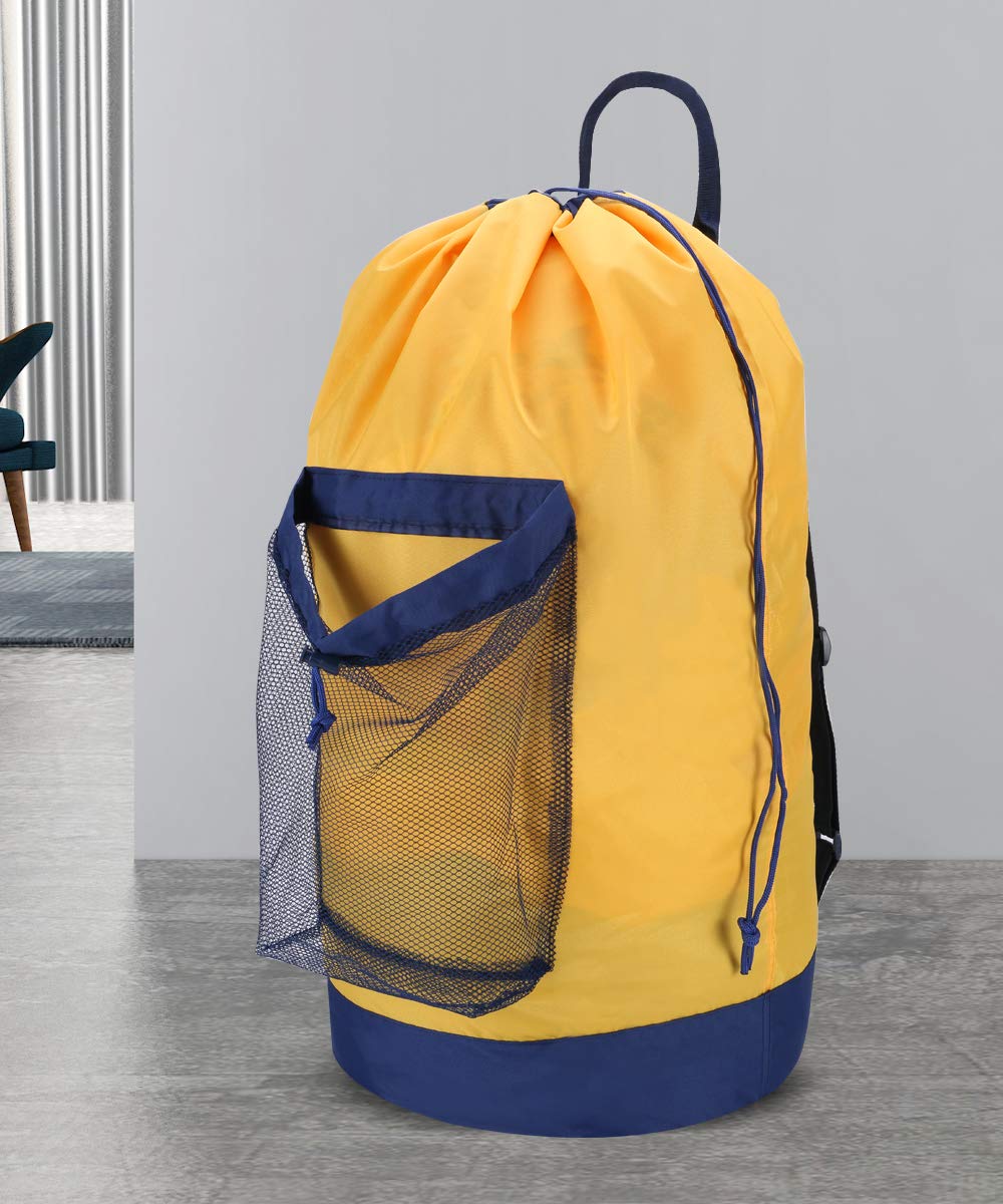 Dalykate Laundry Backpack - Durable Nylon Clothes Hamper with Shoulder Straps & Mesh Pocket, Drawstring Closure - Perfect for College Students, Travel, Laundromat & Apartment Use | Portable Laundry Solution for Dorms, Camping & Gym