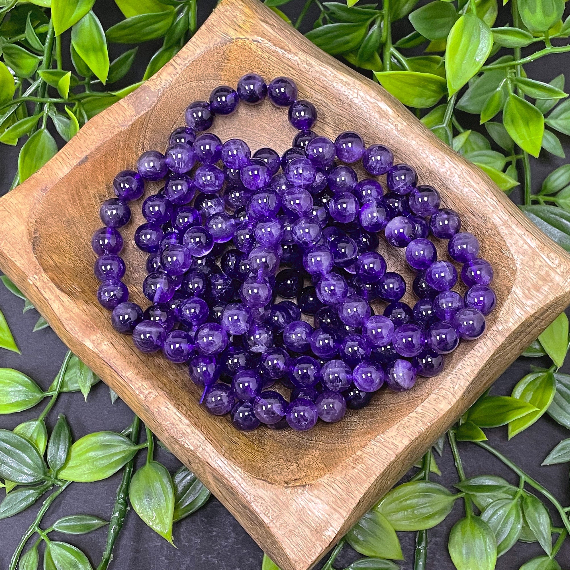 10mm Round Stretch Amethyst Bead Bracelet for Men & Women - Handmade Healing Crystal Jewelry for Yoga, Meditation & Spiritual Gifts