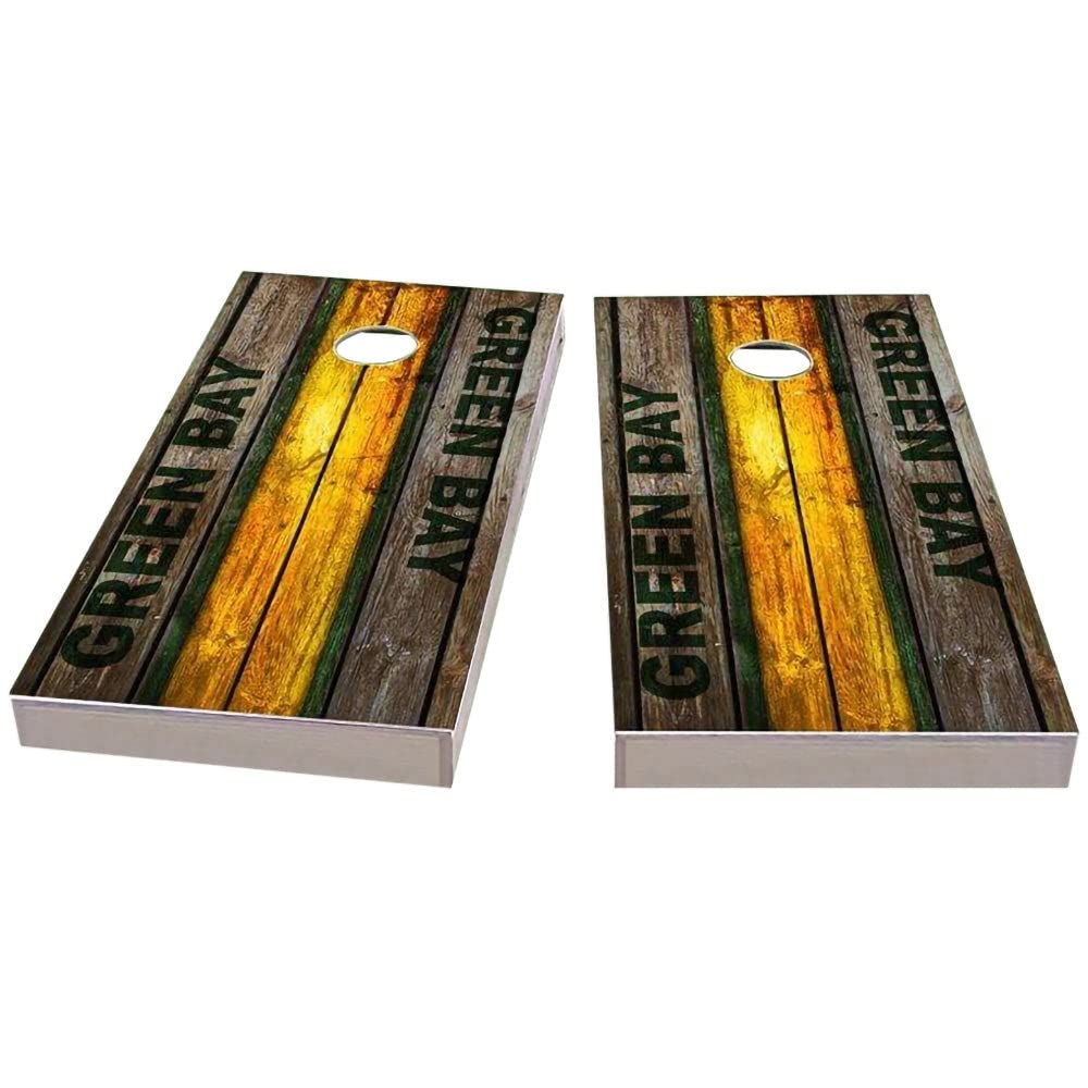 Green Bay Packers Themed Cornhole Game Set - Customizable Size & Accessories - 2 Boards & 8 Bean Bags Included - Perfect for Tailgating, Backyard Parties & Game Day Fun