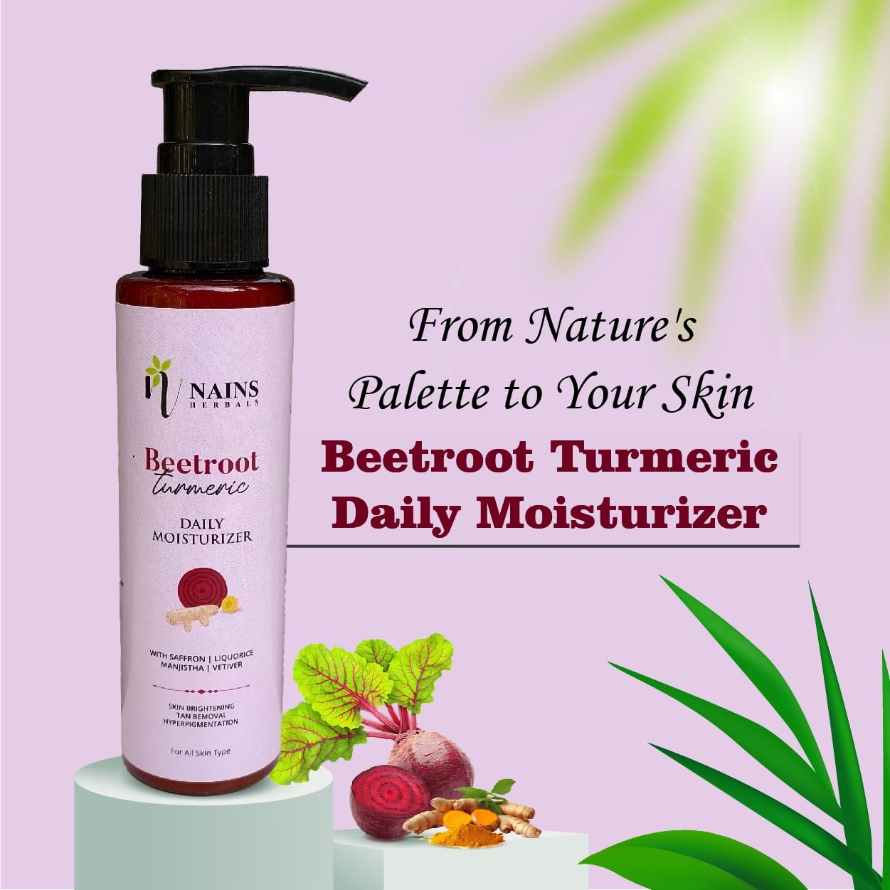 Beetroot Turmeric Moisturizer with Saffron & Shea Butter - Skin Brightening Cream for Hyperpigmentation, Tan Removal - Hydrates Dry, Dull Skin - With Argan Oil - 100ml - Perfect for Daily Skincare Routine & Nighttime Repair