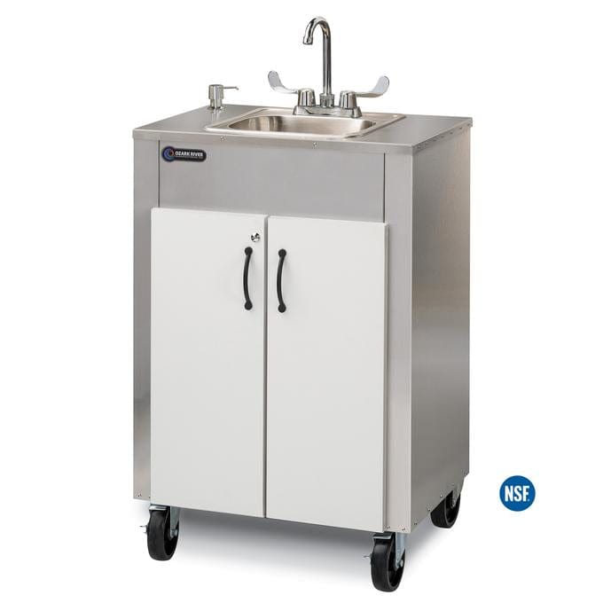 Ozark River Elite LS1 Portable Hot Water Sink with Stainless Steel Top and Basin - White/White - Perfect for Camping, RV Travel & Outdoor Adventures