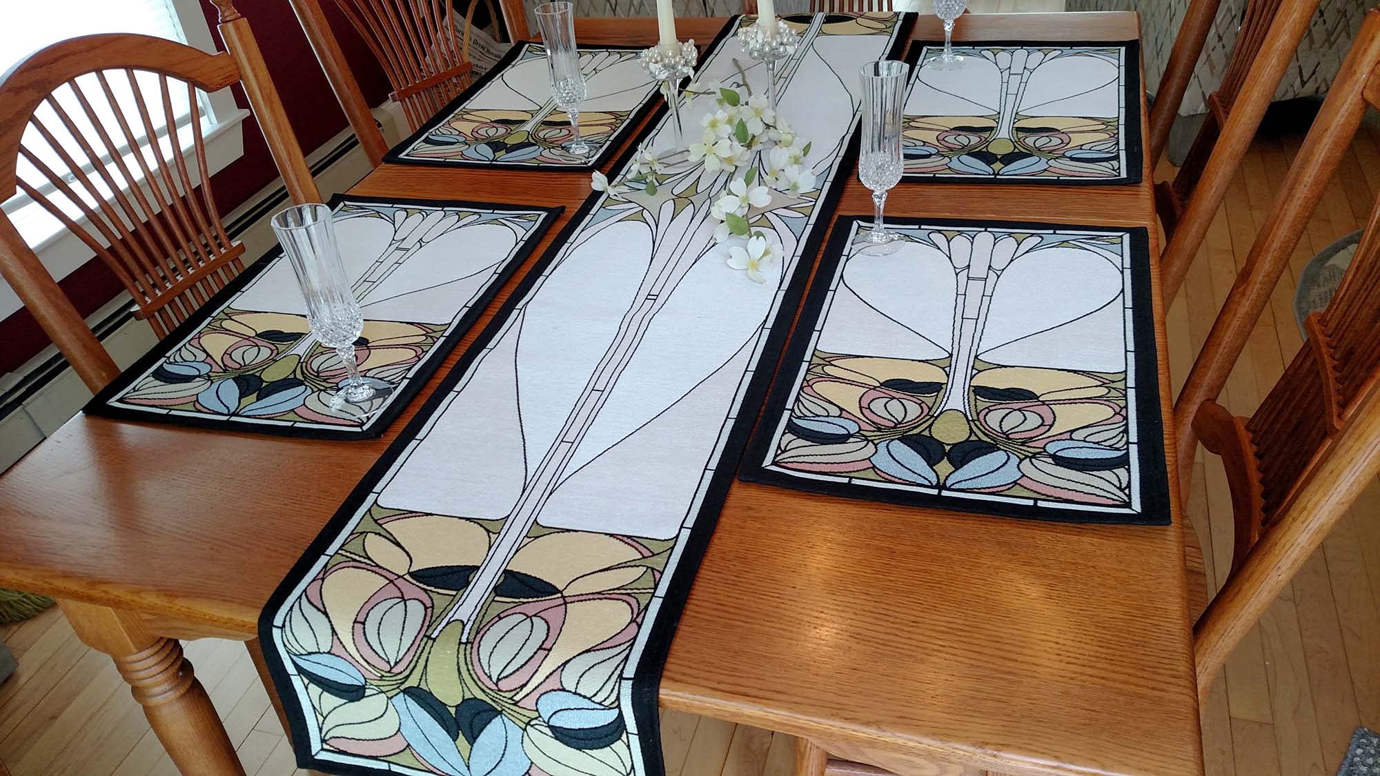 Art Nouveau Placemats Set of 4 - Elegant Floral Design Waterproof Table Mats for Dining, Kitchen & Home Decor - Perfect for Dinner Parties, Holidays & Everyday Use