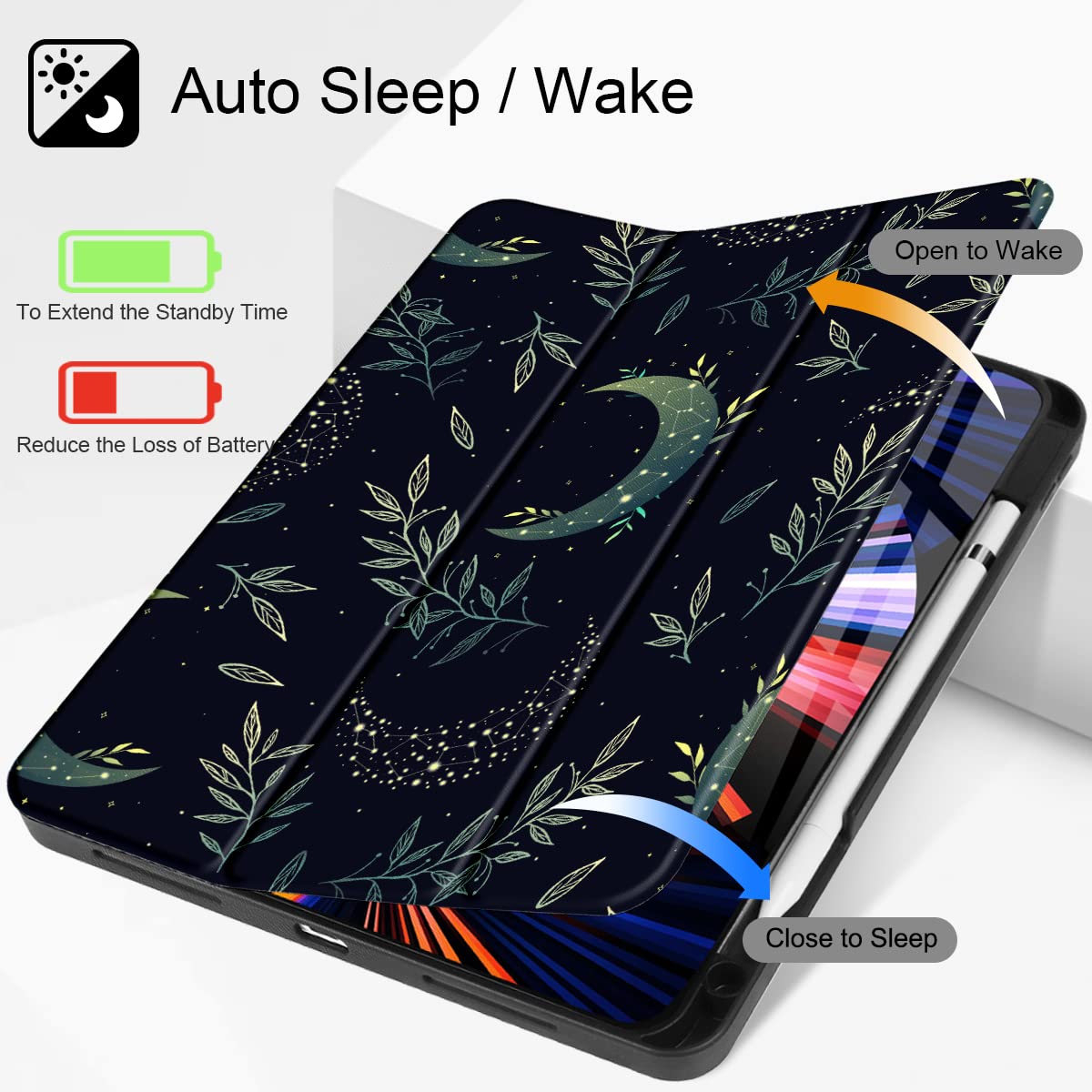 Magnetic Smart Case for iPad Pro 11 Inch (1st/2nd/3rd/4th Gen 2020-2022) - Soft TPU Back Cover with Trifold Stand, Supports Apple Pencil 2 Charging, Auto Wake/Sleep - Celestial Green - Perfect for Work, Study & Travel