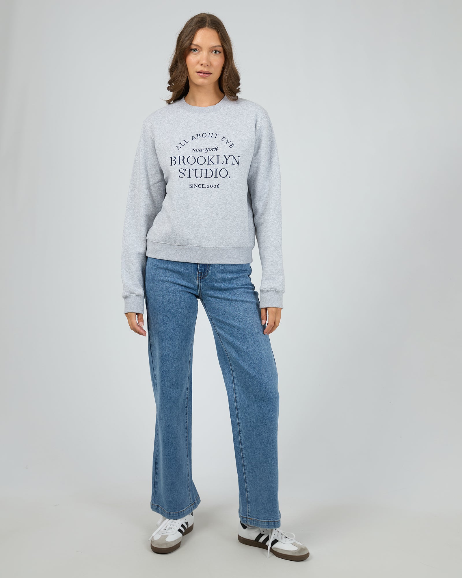 All About Eve Brooklyn Regular Crew Grey Marle Sweatshirt - Women's Casual Pullover for Everyday Wear | Perfect for Lounging, Running Errands & Coffee Dates