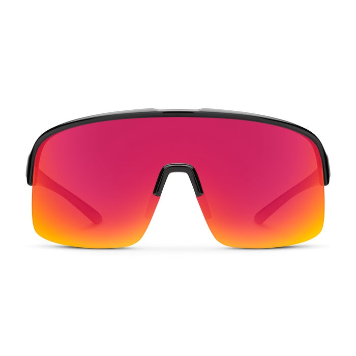 Polarized Red Mirror Lens Sunglasses - Black Frame UV Protection for Men & Women - Perfect for Driving, Running, and Outdoor Activities