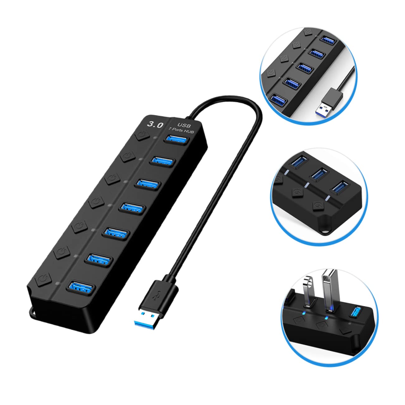 Jojofuny 3-Port USB Hub for Laptop - Multi USB Port Expander, Splitter & Adapter for PC, Mac & More - Perfect for Home Office, Gaming & Travel Accessories