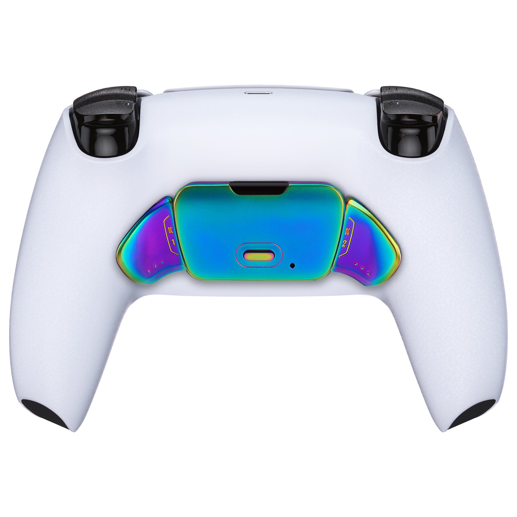 eXtremeRate Metallic Rainbow Aura Blue & Purple Real Metal Buttons (RMB) for PS5 Controller - K1 K2 Buttons Housing & Remap PCB Board - Compatible with eXtremeRate RISE Remap Kit (Controller Not Included) - Perfect for Custom Gaming Setup and PS5 Controller Modding
