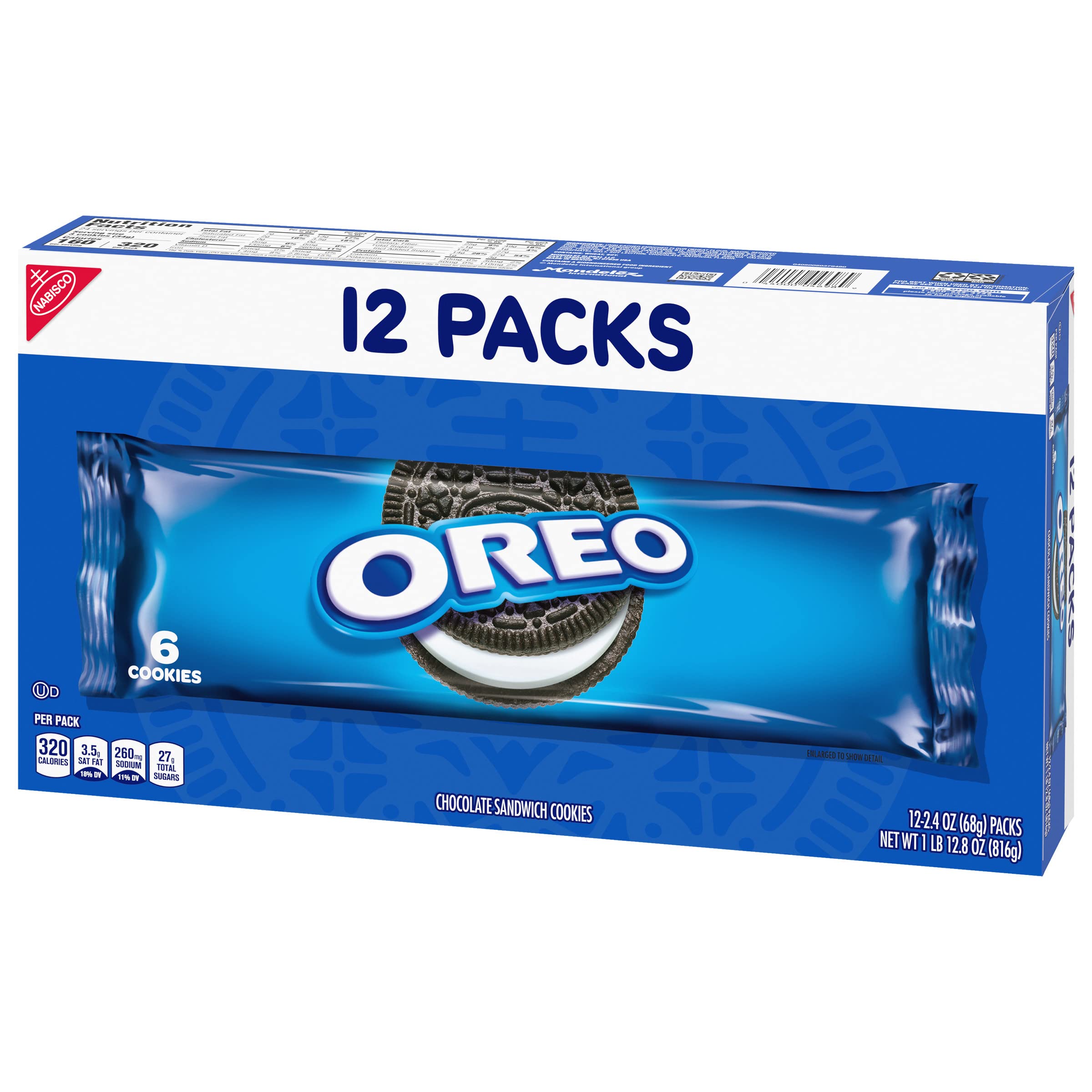 OREO Chocolate Sandwich Cookies, 12 Pack (2.4 oz Each) - Perfect for School Lunch Boxes, Office Snacks & Afternoon Tea Treats