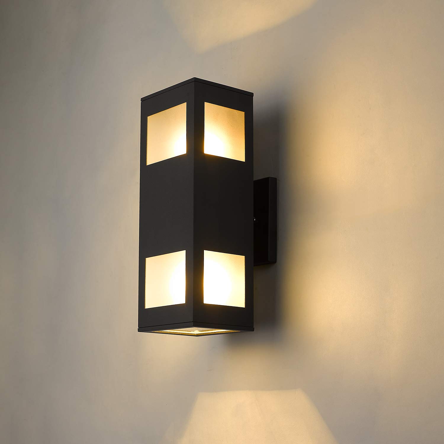 Harriet 3 Pack Modern Outdoor Wall Lights - Waterproof Aluminum Exterior Wall Sconces with Up-Down Lighting, Matte Black Finish - Perfect for Porch, Patio, Garden, and Entryway Lighting