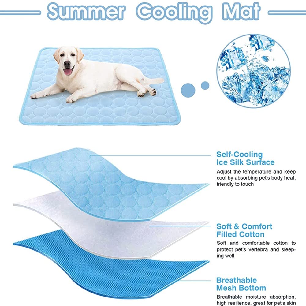 Cooling Mat for Dogs & Cats - Ice Silk Pet Pad for Home & Outdoor Use