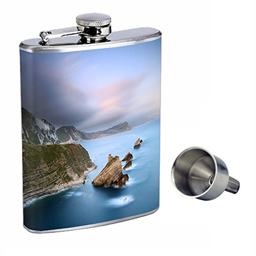 Premium 8oz Stainless Steel Whiskey Flask with Free Funnel - Elegant & Durable Design for Outdoor Adventures, Travel & Gifts (Model D-004) | Perfect for Camping, Hiking & Bourbon Enthusiasts