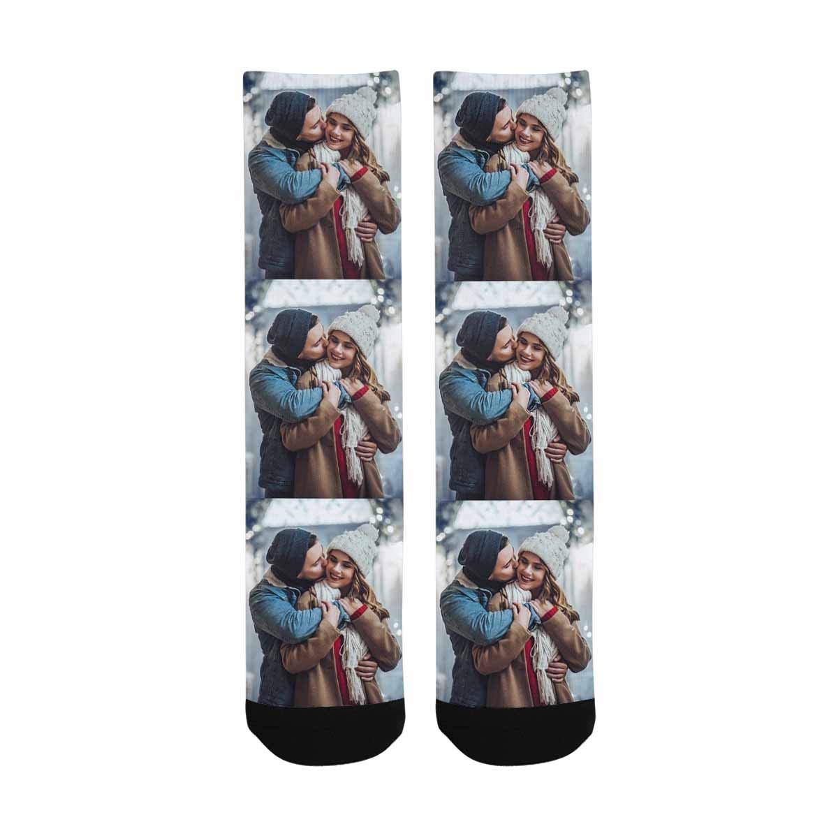 Custom Printed Photo Face Socks - Personalized Picture Crew Socks for Men & Women - Great for Gifts, Couples Matching & Special Occasions