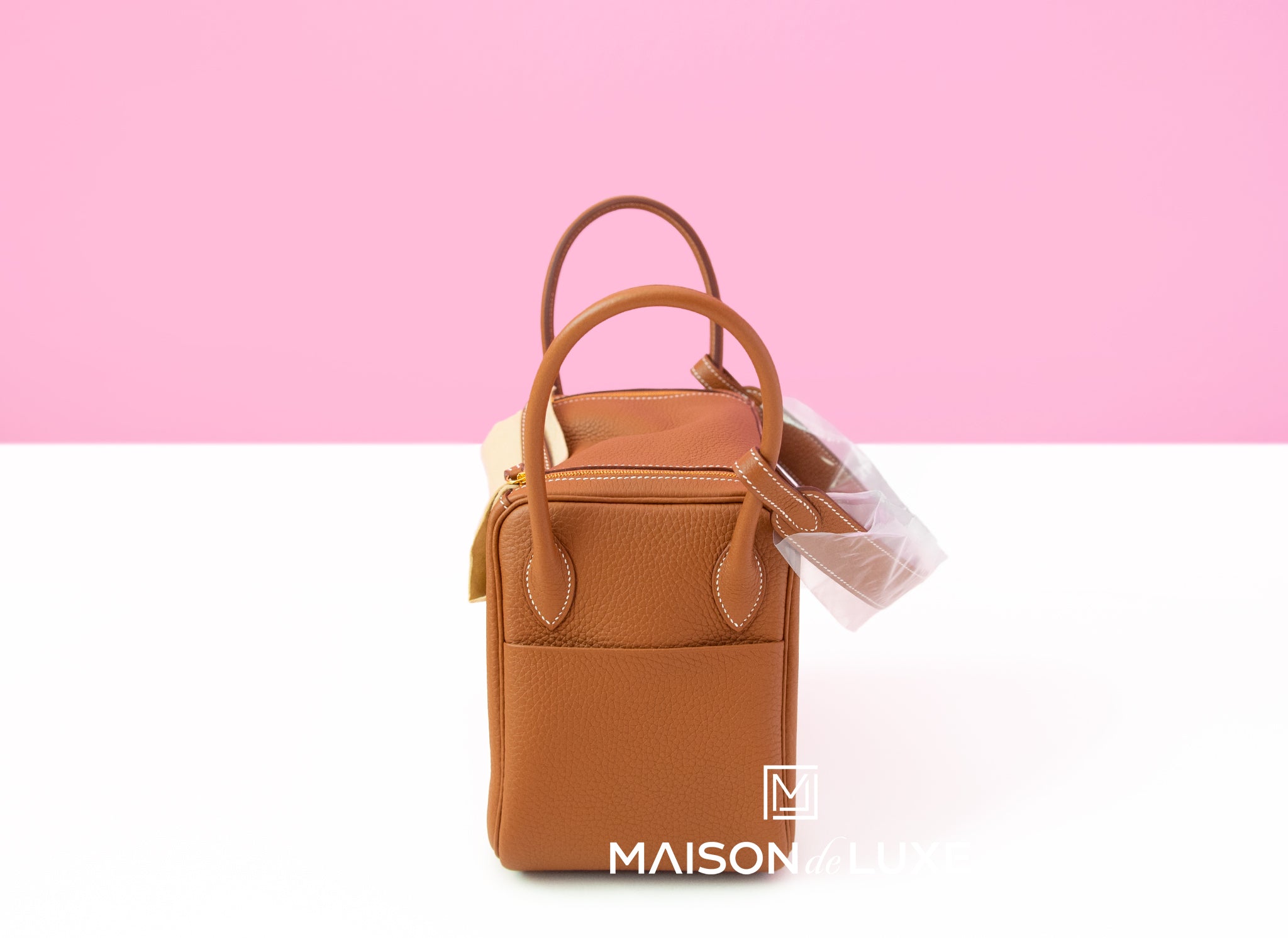Authentic Hermes Gold Brown Clemence Leather Lindy 26 Handbag - Luxury Tote Bag for Women, Perfect for Work, Travel & Everyday Use