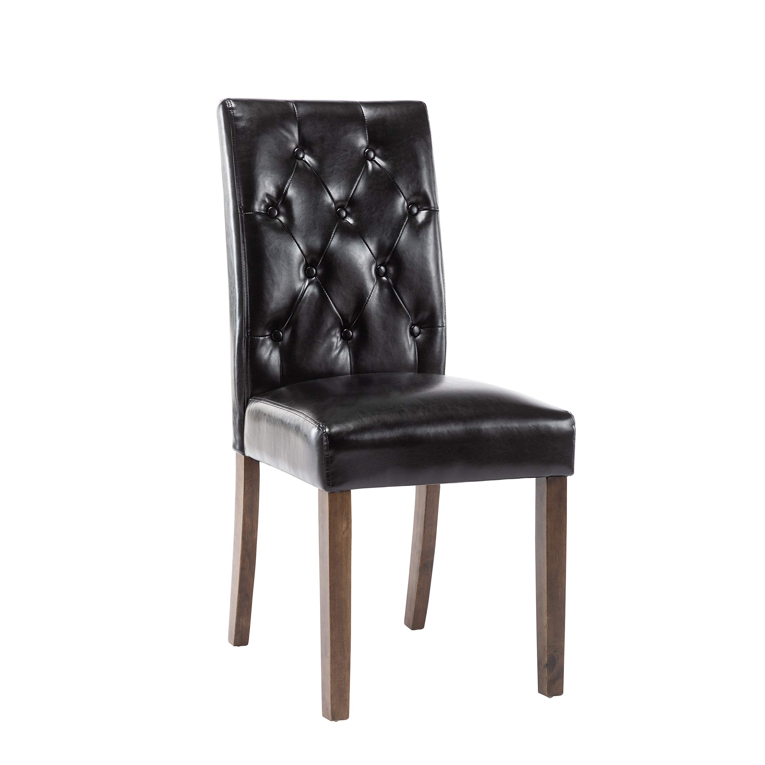 Porthos Home Hough Set of 2 Dining Chairs - Tall Back PU Leather Upholstered Chairs with Button Tufting & Rubberwood Legs, Armless Space-Saving Design for Small Dining Rooms, Kitchens, Apartments, and Breakfast Nooks | Modern Comfort Seating for Family Meals and Entertaining