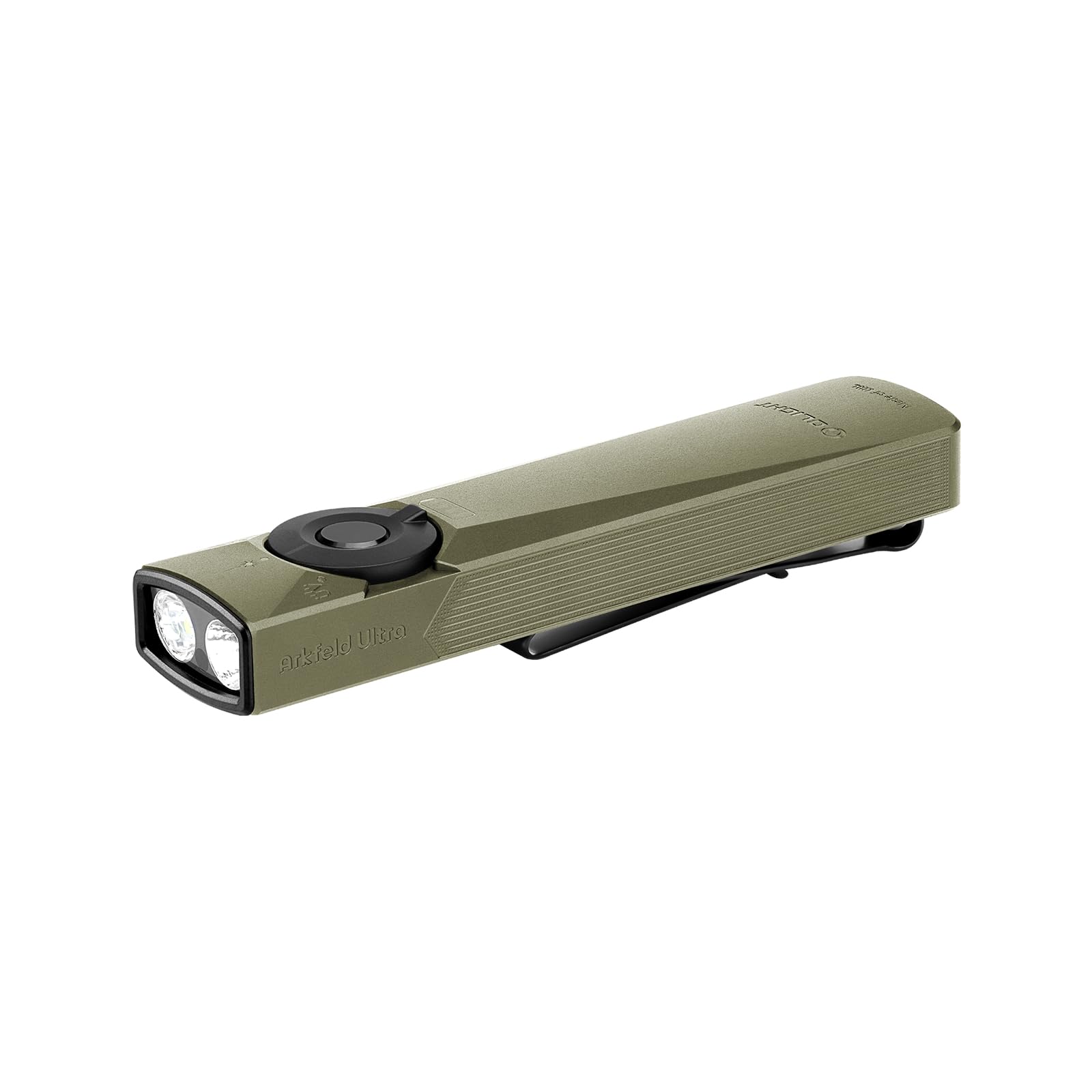Olight Arkfeld Ultra 1400 Lumens Rechargeable EDC Flashlight with White LED, UV & Green Beam - Compact Pocket Light for Everyday Carry, Outdoor Adventures, Home Inspection & Emergency Use (Olive Green)