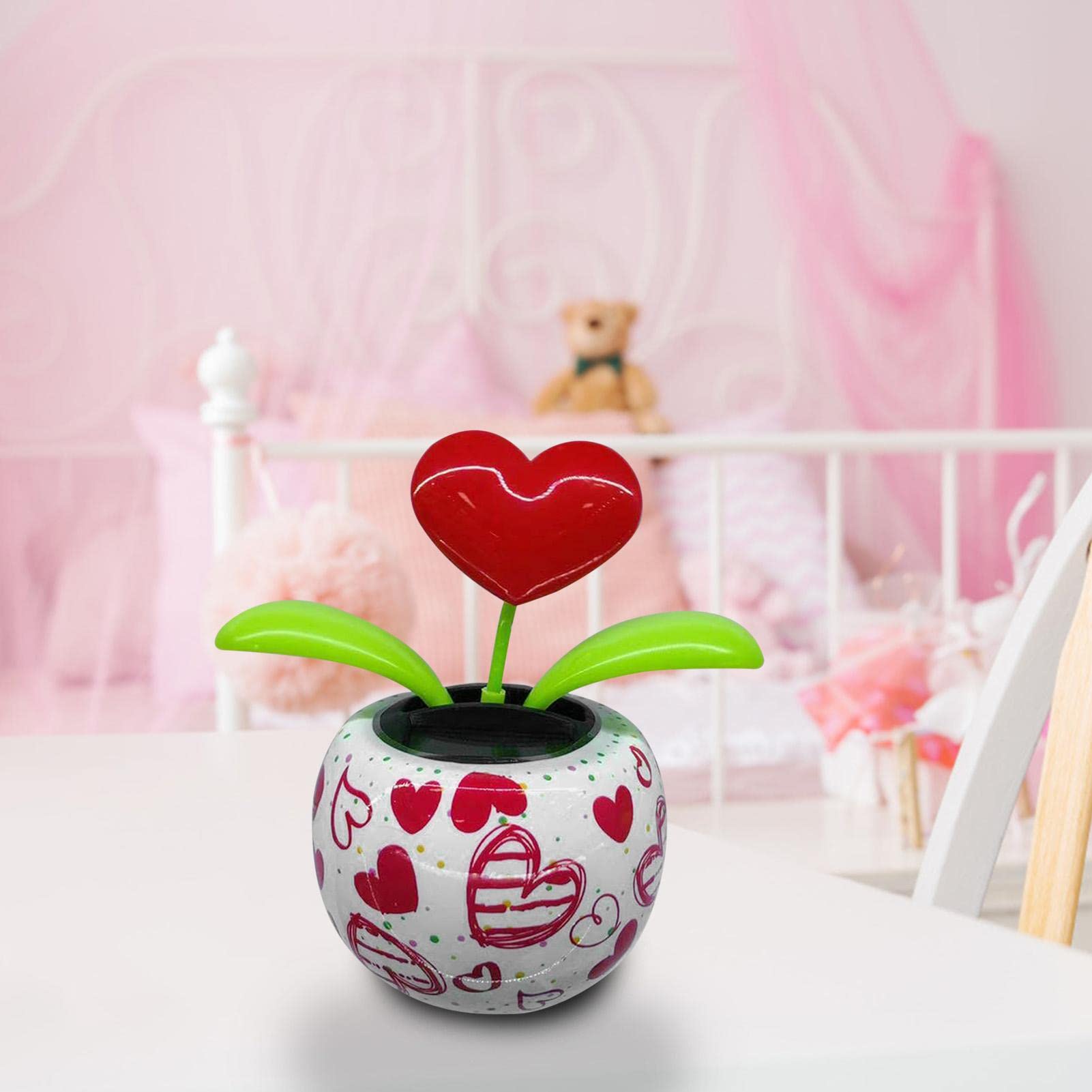 Solar Powered Dancing Flower Figurines - Heart Swing & Shaking Head Sunflower Decor for Car Dashboard, Desk, Office & Home Decor | Fun Gift Idea for Plant Lovers