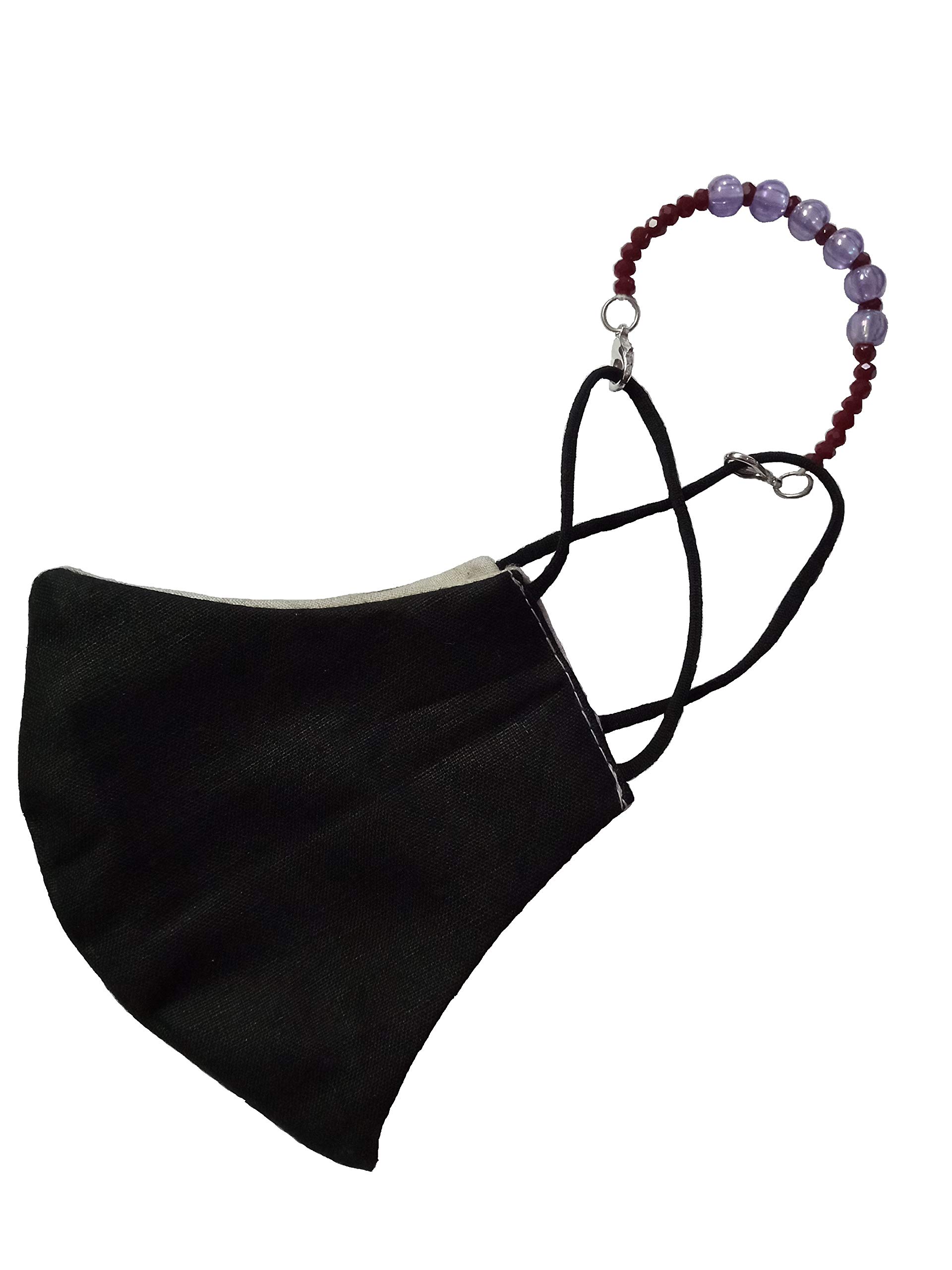 Crystal Bead Face Mask Holder - Adjustable 4 Inch Mask Strap with Clips, Comfortable Ear Saver Lanyard for Kids & Adults | Perfect for School, Travel & Daily Use