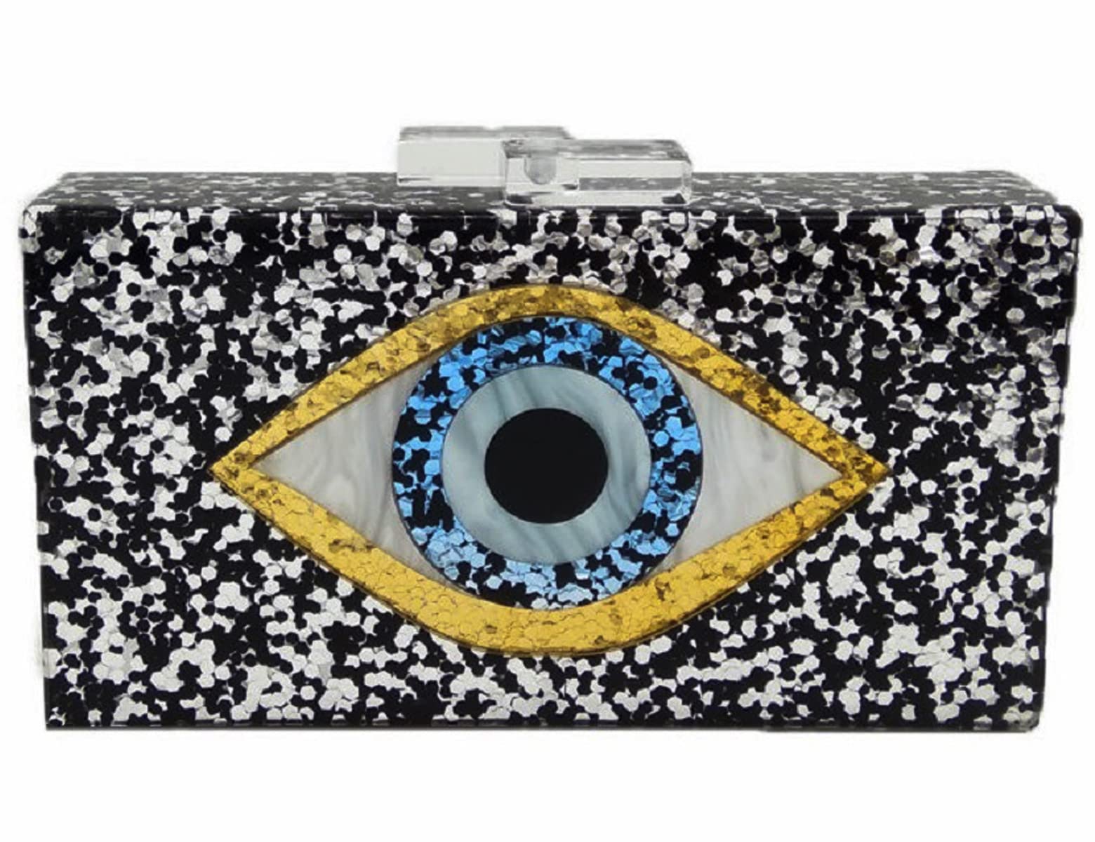 LETODE Women's Evil Eye Acrylic Clutch Purse - Glitter Evening Bag with Chain for Shoulder or Crossbody Wear | Perfect for Parties, Weddings & Night Out Accessories