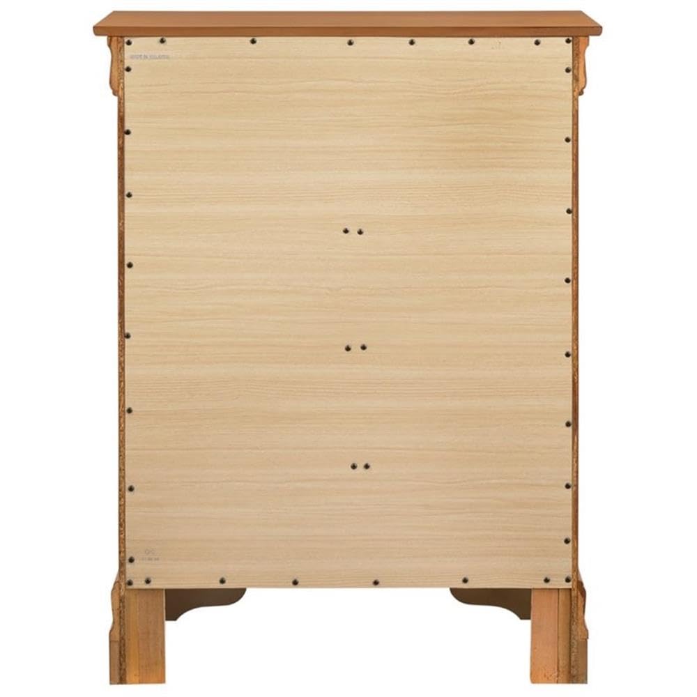 Glory Furniture Louis Phillipe Wood Veneer 4-Drawer Chest in Oak - Elegant Bedroom Storage Solution for Home Organization