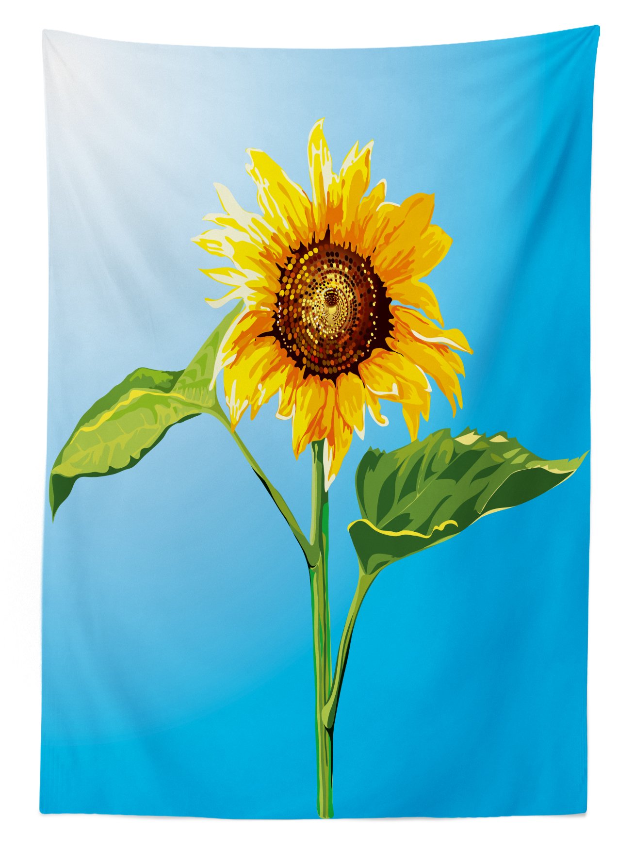Lunarable Sunflower Outdoor Tablecloth - Waterproof Washable Picnic Table Cover 58x104 Inches, Floral Digital Print in Marigold Blue Green - Perfect for Summer BBQs, Garden Parties & Outdoor Dining
