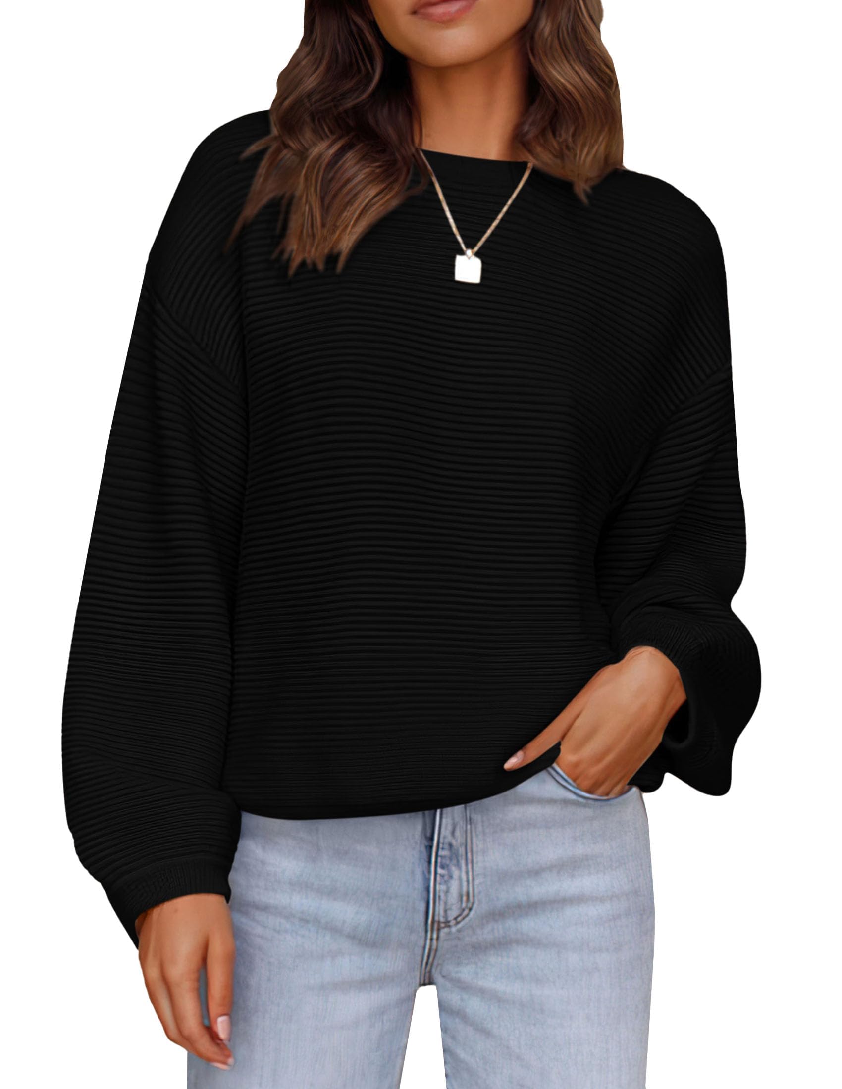 PRETTYGARDEN Women's Casual Loose Knit Sweater - Ribbed Crewneck Long Sleeve Pullover Top for Fall 2025 | Cozy Autumn Outfits & Layering Essentials